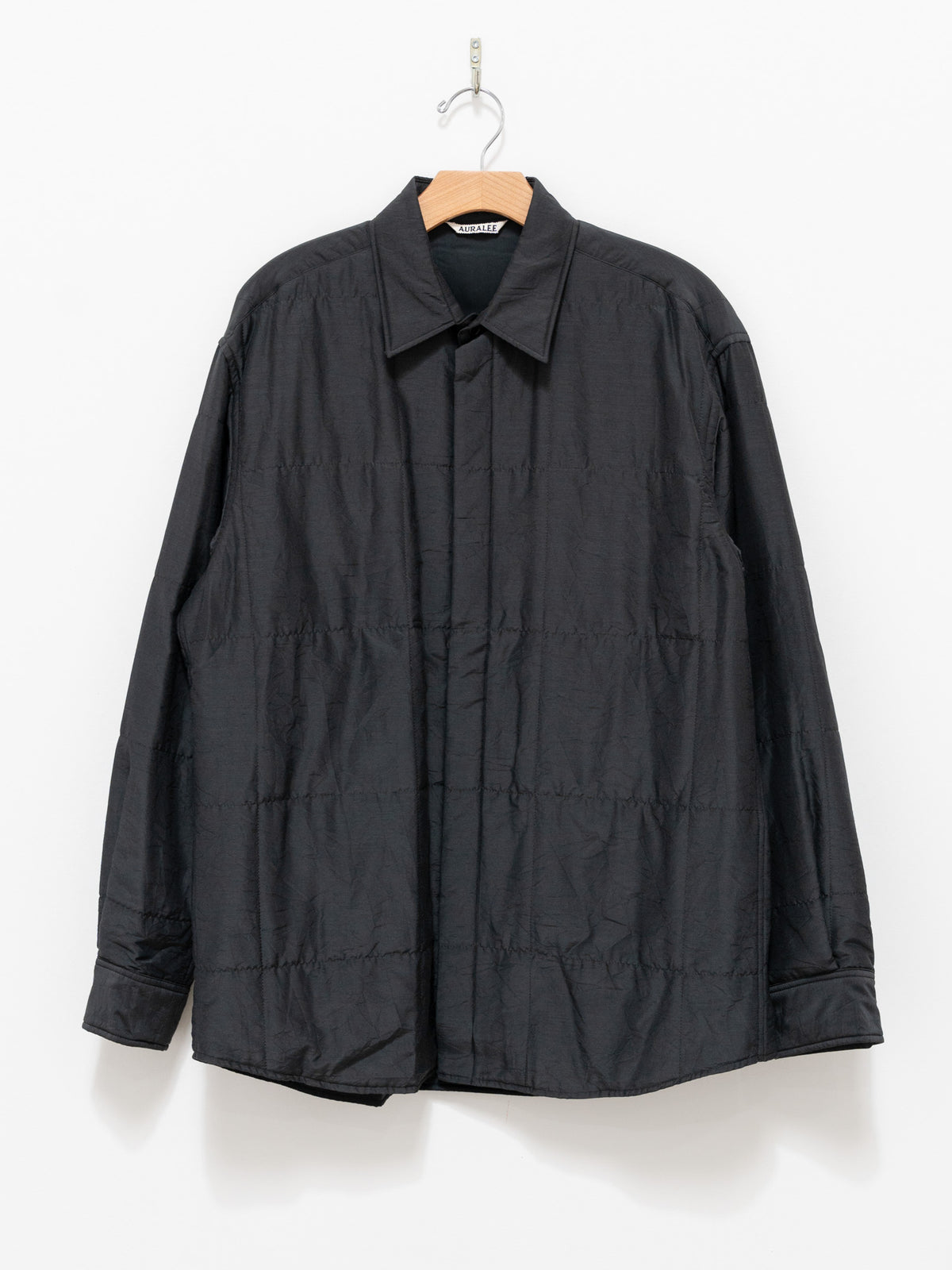 rennes — Auralee  Quilted Light Silk Cotton Shirt in Ink